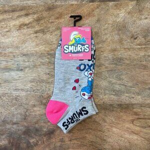 New: Women's 6-9.5 Gray The Smurfs Ankle Novelty Socks
